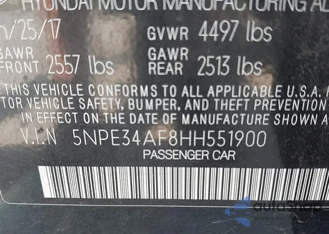 2017 Hyundai Sonata Sport from USA, damaged, VIN 5NPE34AF8HH551900